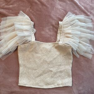 Elegant Cream Ruffled Women's Top